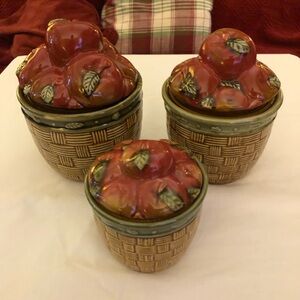 Vintage Apple Basket Canister Set Three Canisters with Lids Farmcore